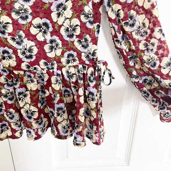 Madewell Drawstring Ruffle Hem Top in Viola Floral - Picture 7 of 10